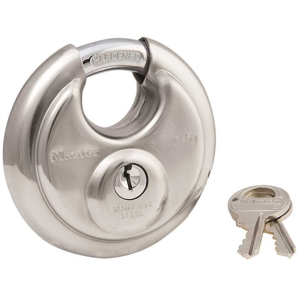 2-3/4 in. W 70 mm Stainless Steel Discus Padlock with Shrouded Shackle
